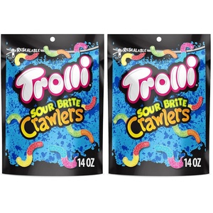 image:imageTrolli Sour Brite Crawlers Candy CherryLemon StrawberryGrape amp OrangeLime Sweet and Sour Gummy Worms 14 oz14 oz Pack of 2